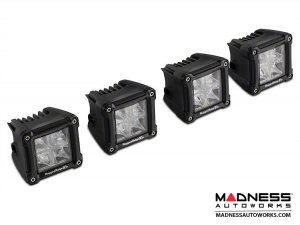 Jeep Wrangler JK Square Dual Beam LED Lights w/A-Pillar Mounting Brackets - 3"